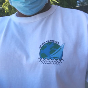 Front of Origin Charters T-shirt